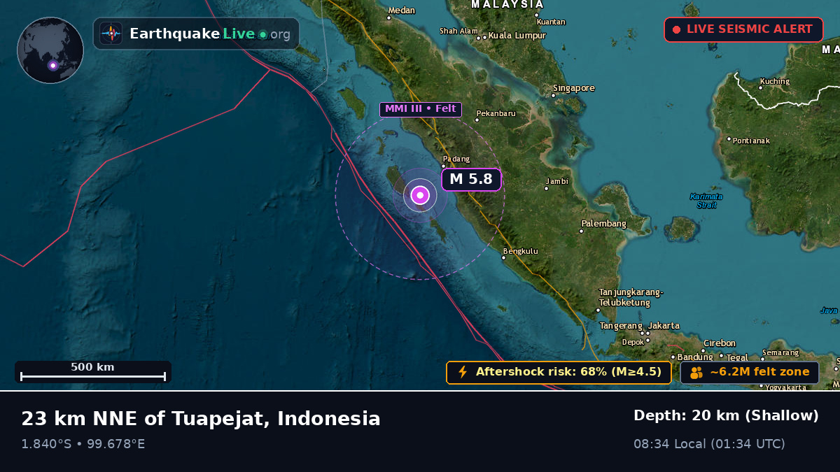Off the coast of Padang, Indonesia