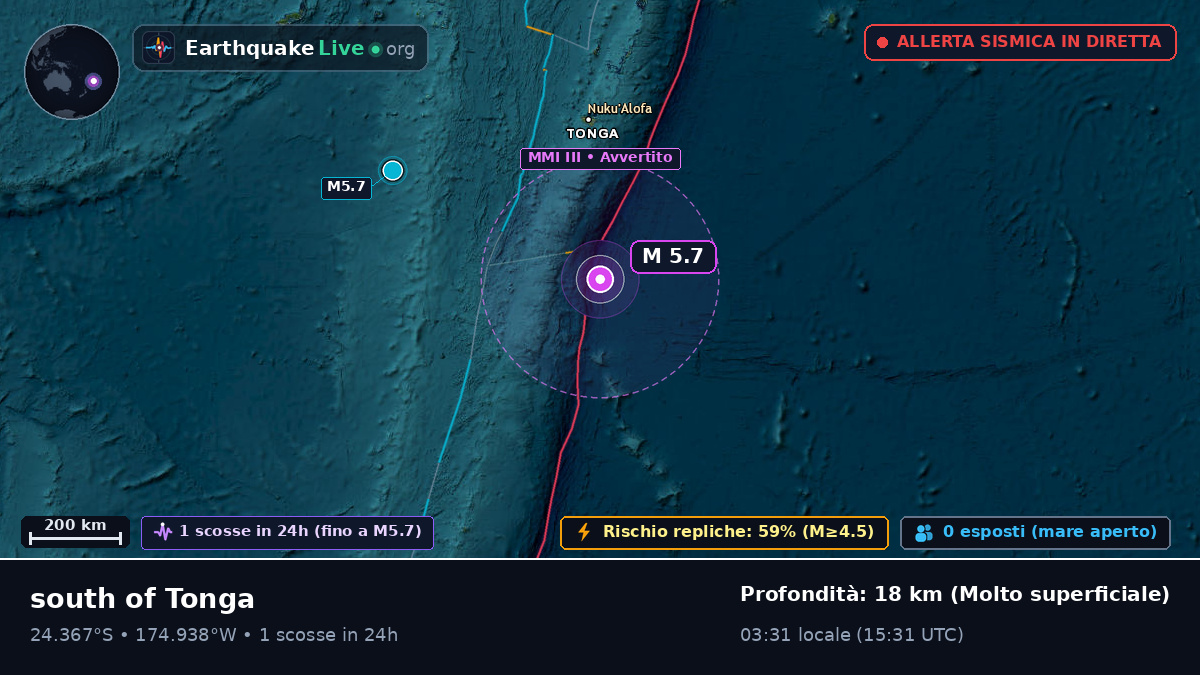 Oceano Pacifico meridionale (Tonga)