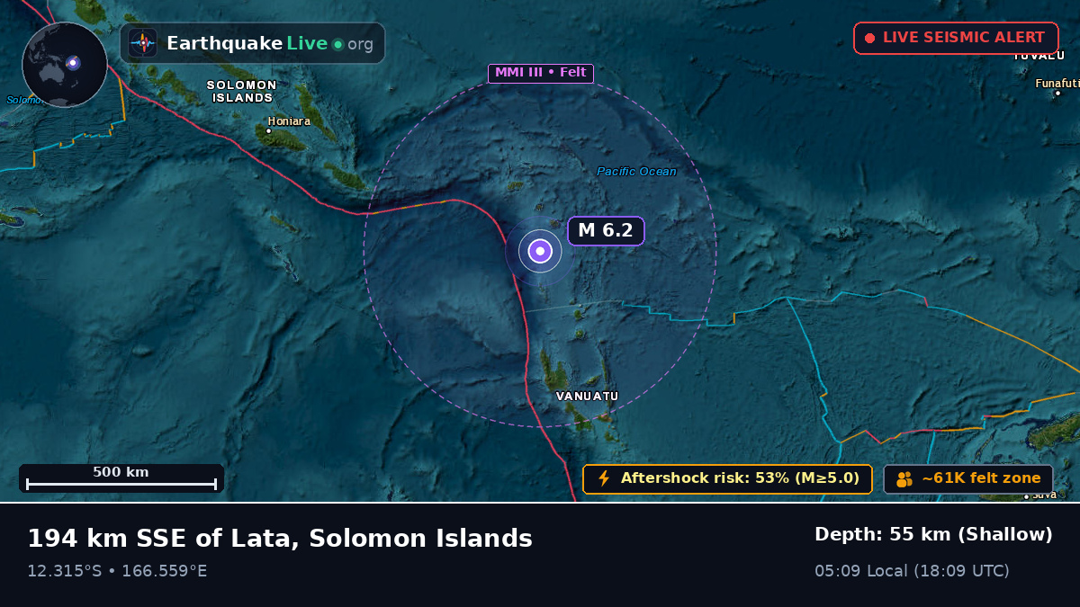 Off the coast of Lata, Solomon Islands