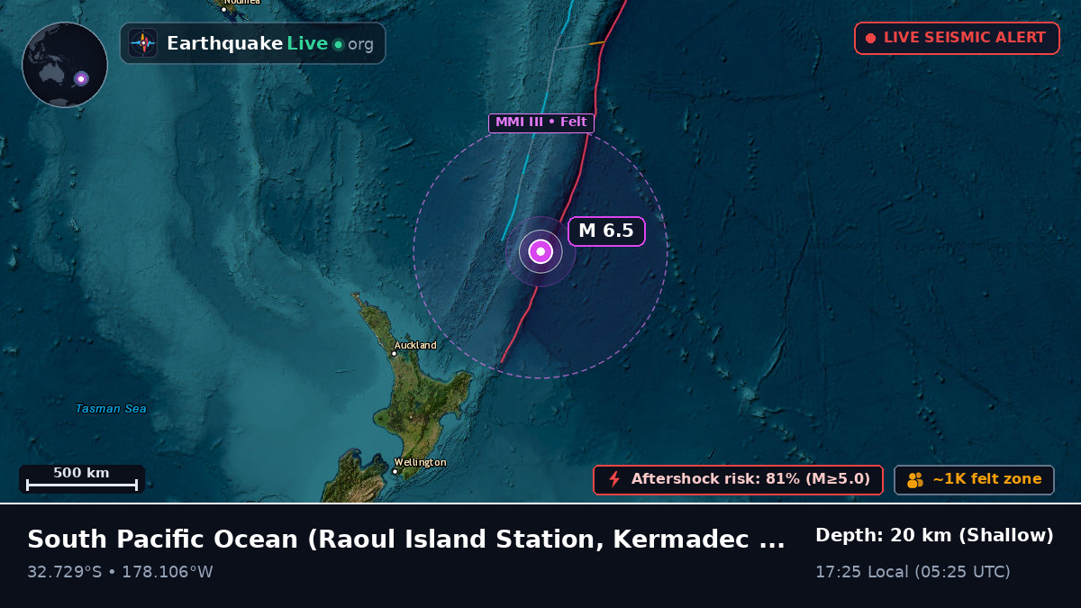 South Pacific Ocean (Kermadec Islands)