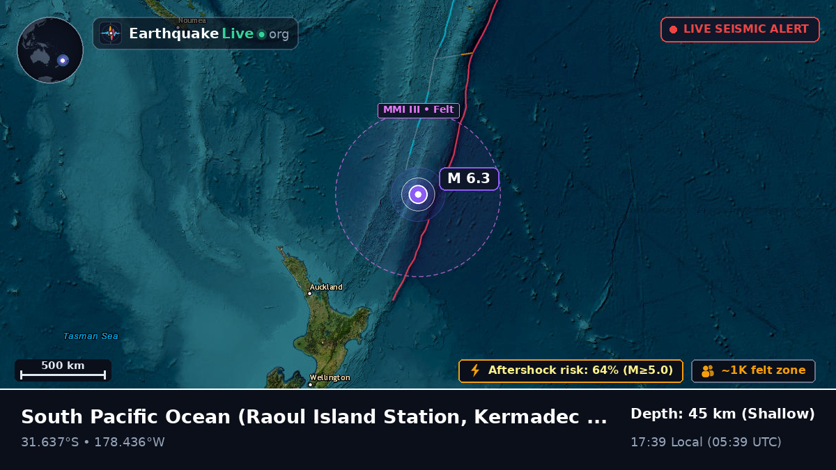 South Pacific Ocean (Kermadec Islands)
