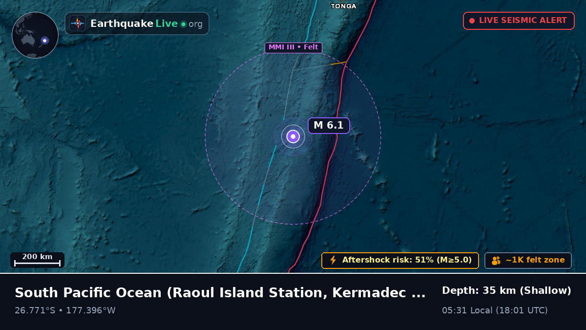 South Pacific Ocean (Kermadec Islands)