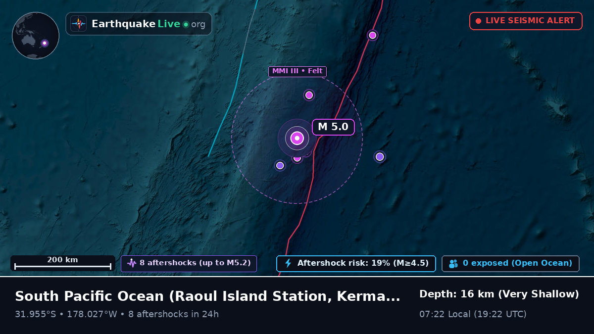 South Pacific Ocean (Kermadec Islands)