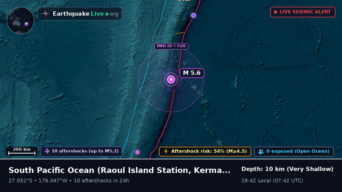 South Pacific Ocean (Kermadec Islands)