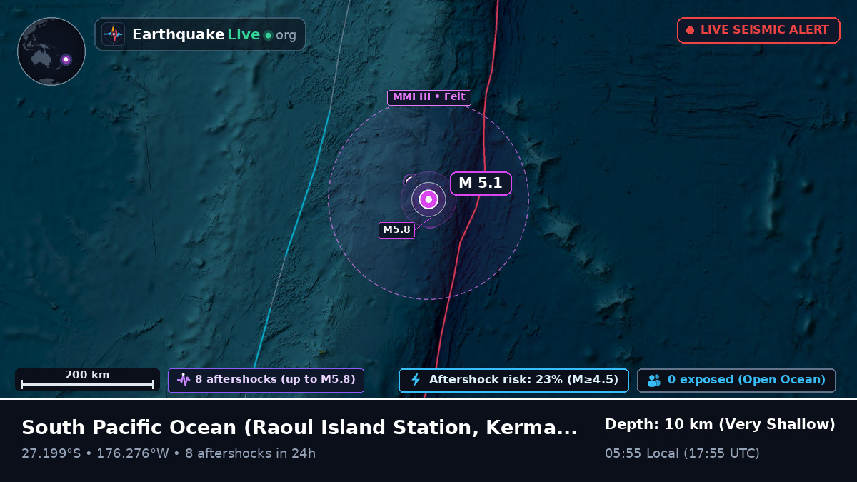 South Pacific Ocean (Kermadec Islands)