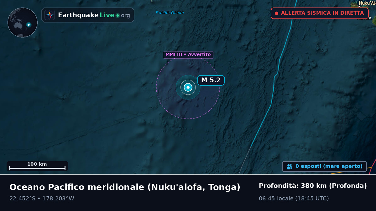 Oceano Pacifico meridionale (Tonga)