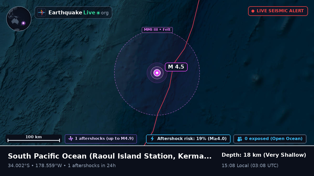 South Pacific Ocean (Kermadec Islands)
