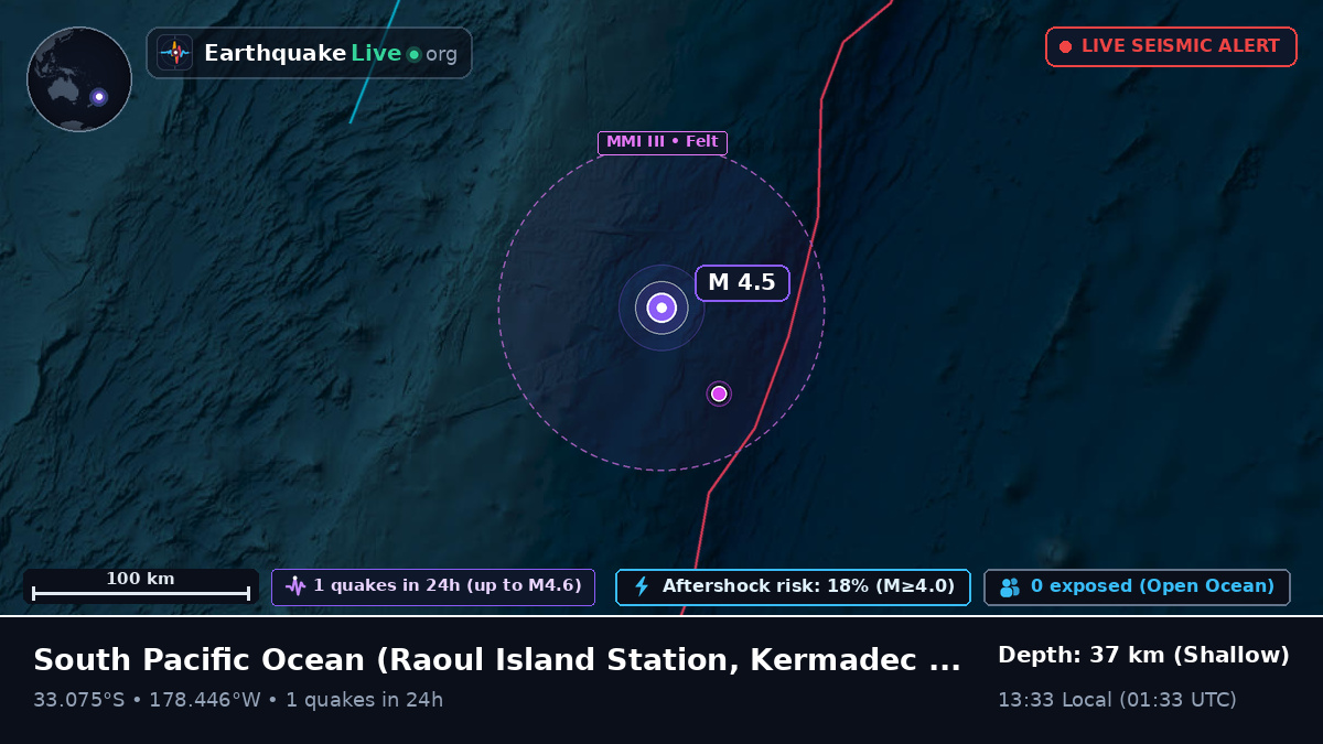 South Pacific Ocean (Kermadec Islands)