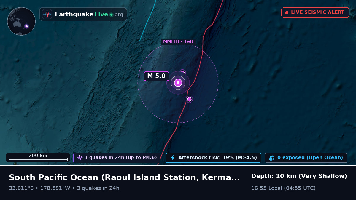 South Pacific Ocean (Kermadec Islands)