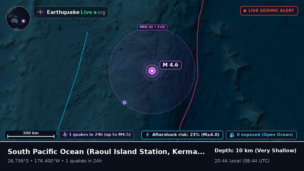 South Pacific Ocean (Kermadec Islands)