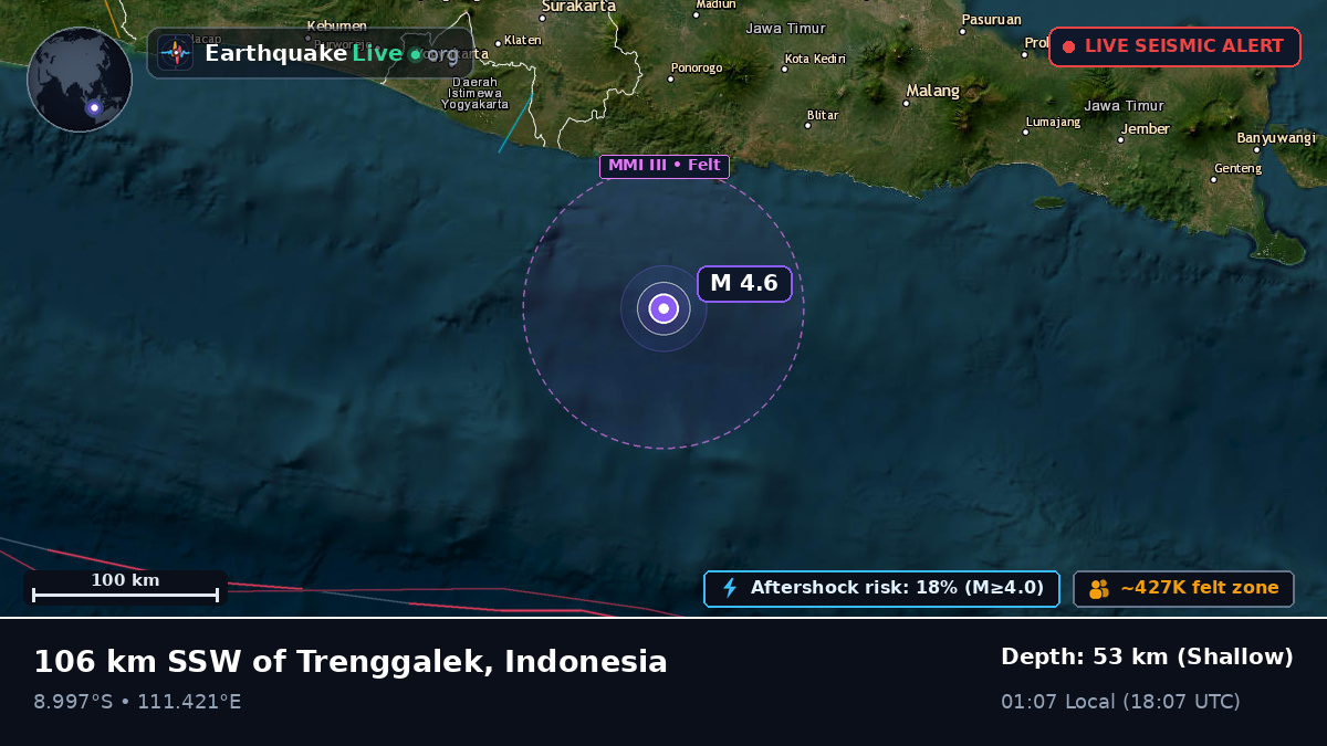Off the coast of Surakarta, Indonesia