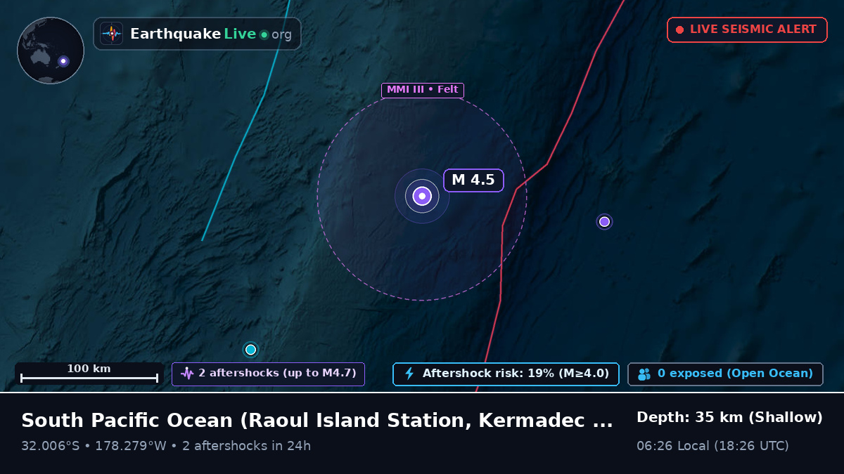 South Pacific Ocean (Kermadec Islands)