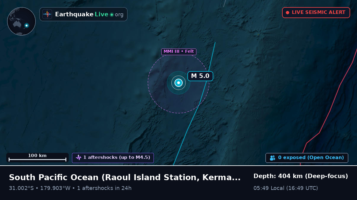 South Pacific Ocean (Kermadec Islands)