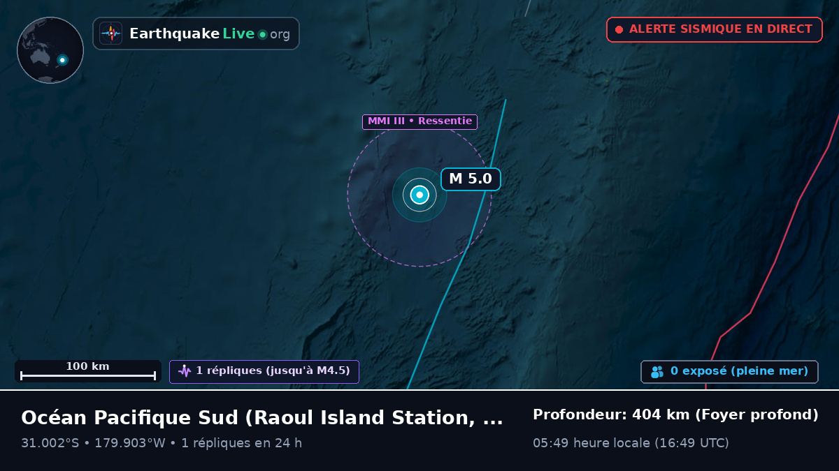 Océan Pacifique Sud (Kermadec Islands)
