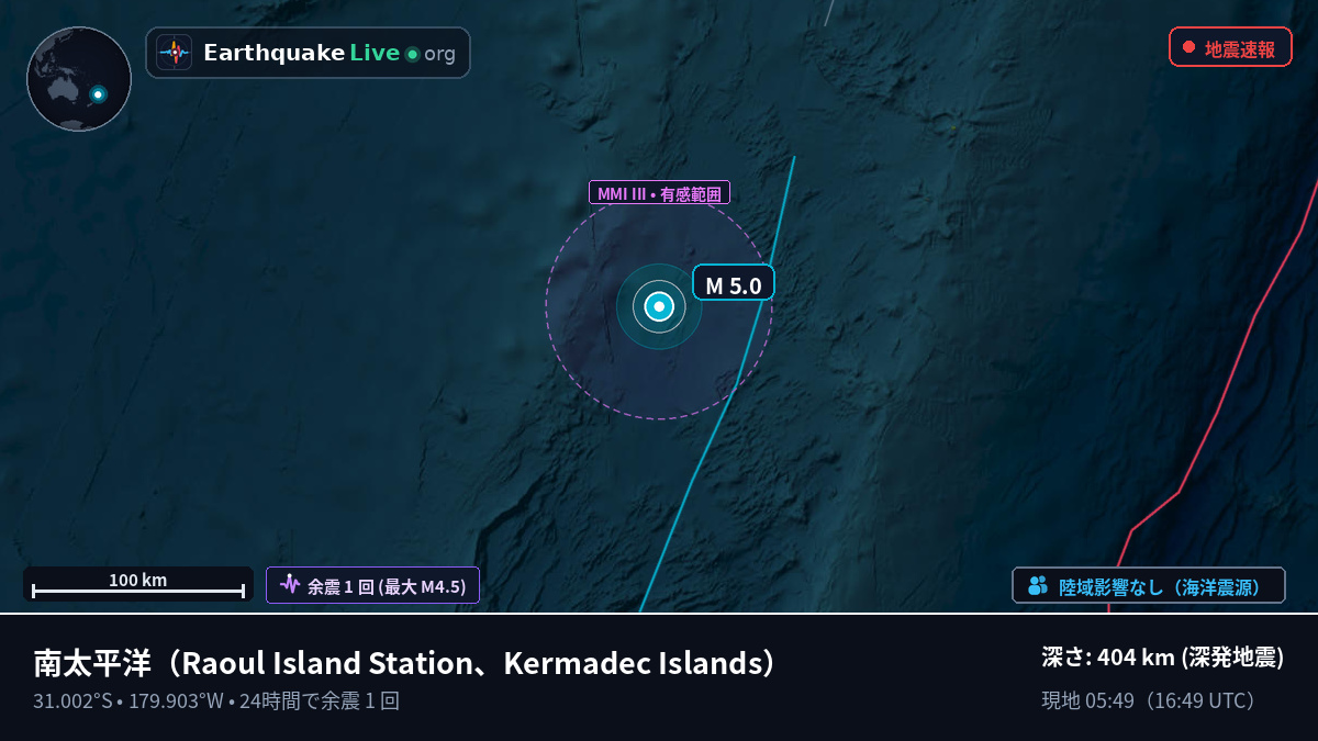 南太平洋 (Kermadec Islands)