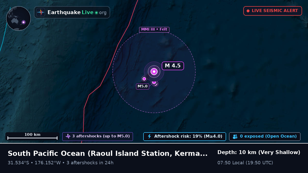 South Pacific Ocean (Kermadec Islands)