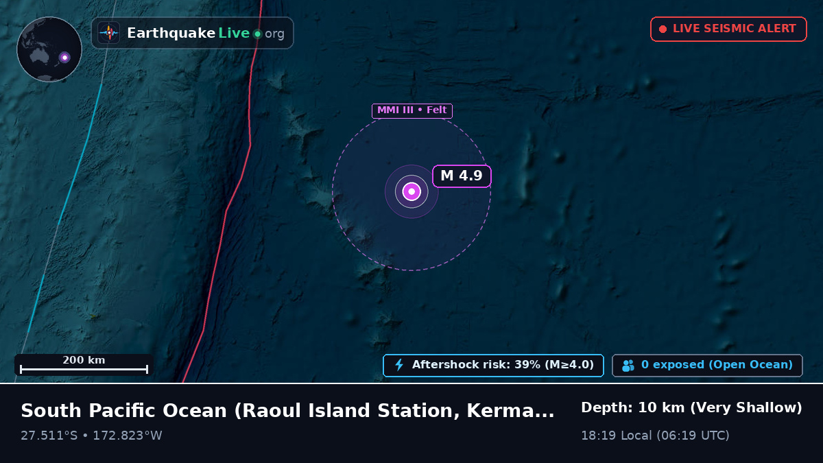 South Pacific Ocean (Kermadec Islands)