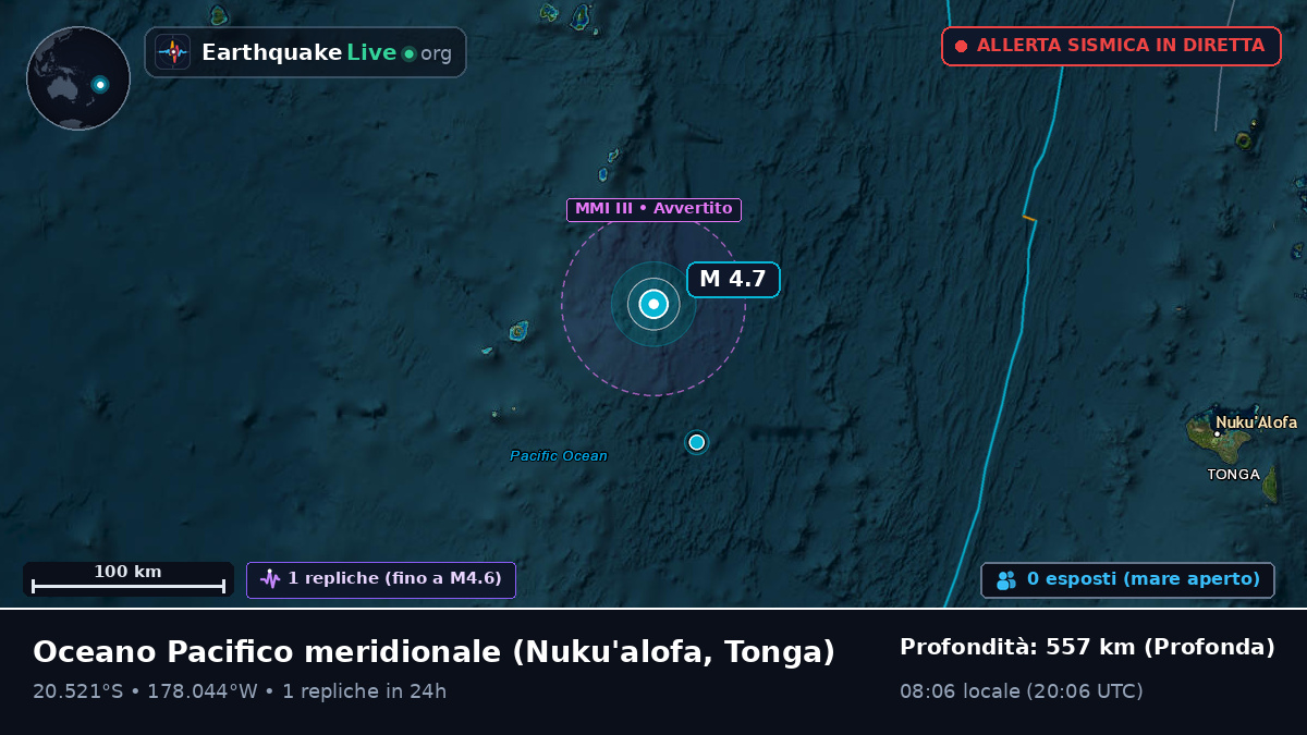 Oceano Pacifico meridionale (Tonga)