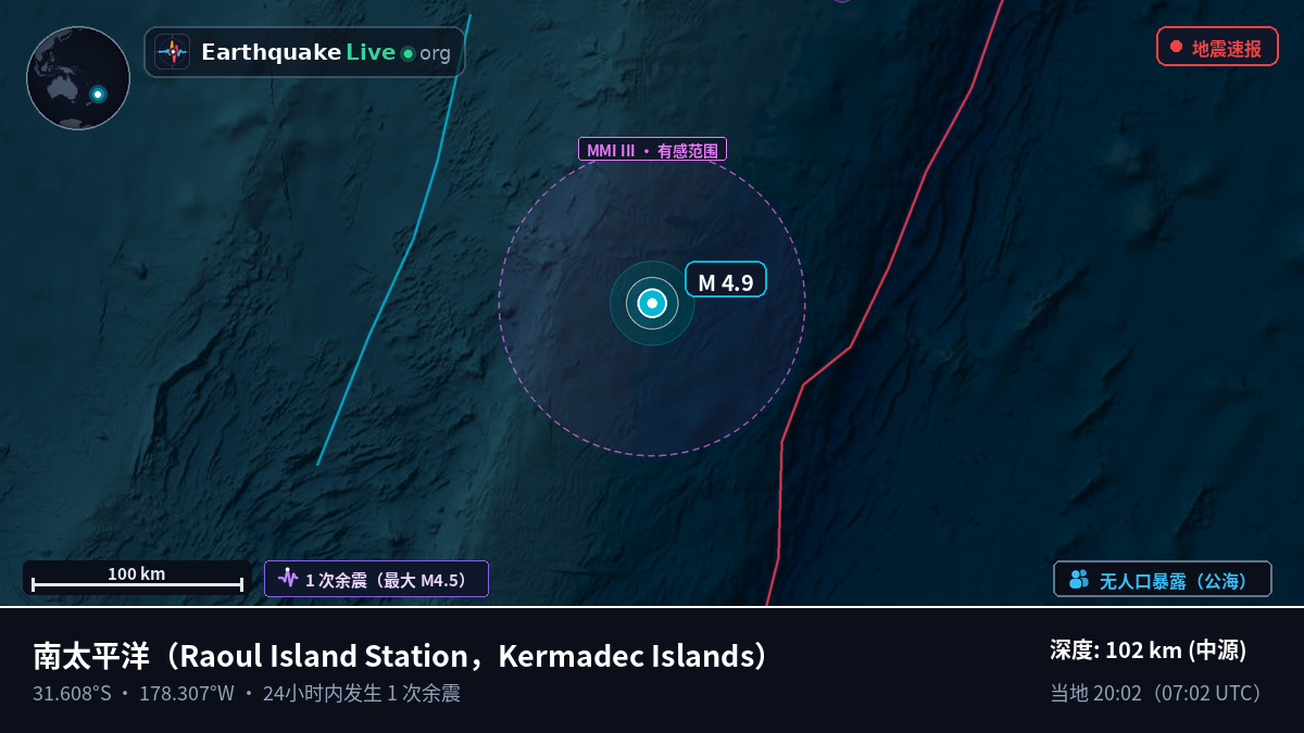 南太平洋 (Kermadec Islands)