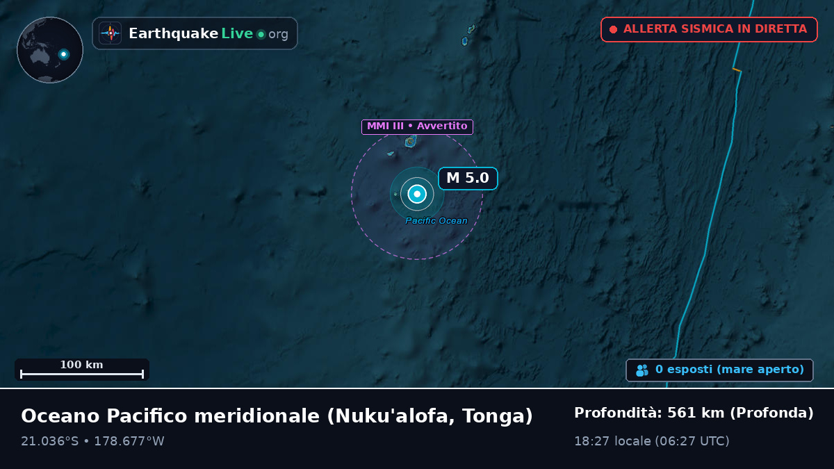 Oceano Pacifico meridionale (Tonga)