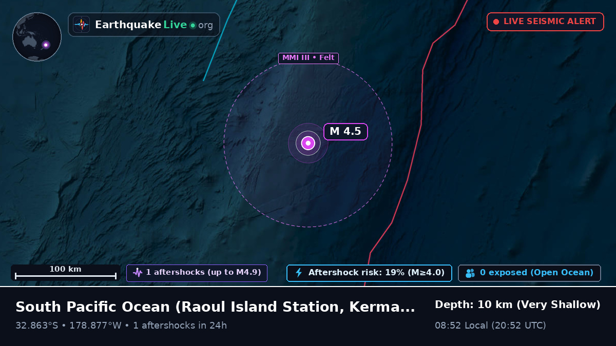 South Pacific Ocean (Kermadec Islands)