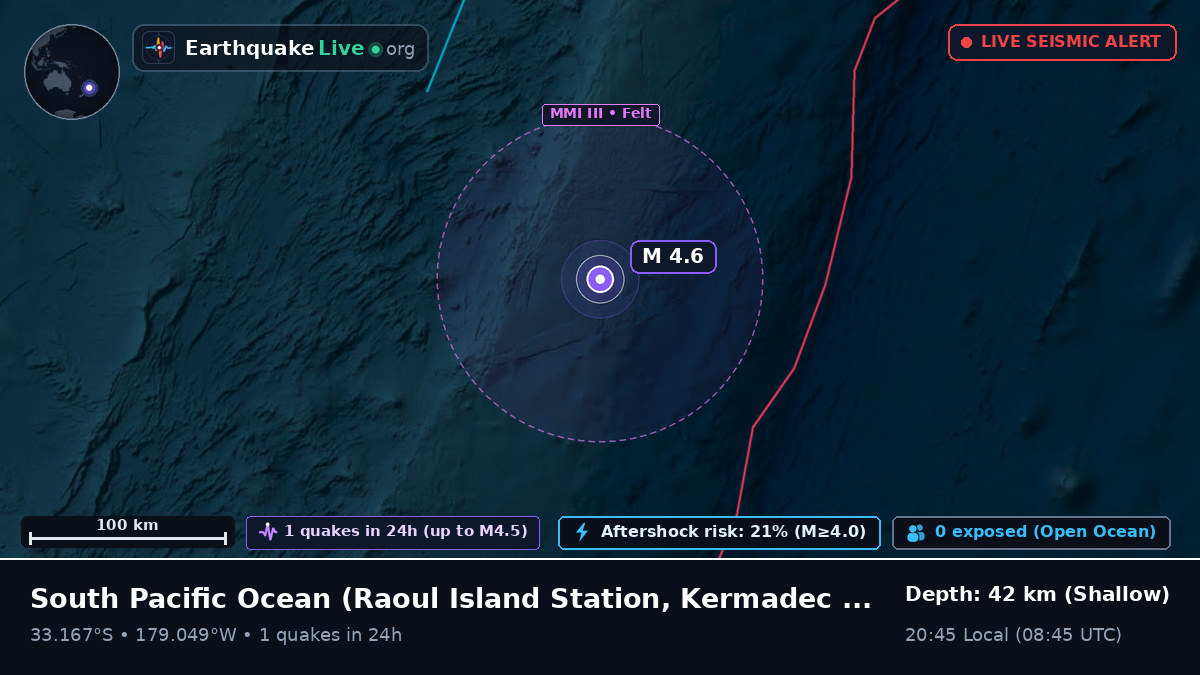 South Pacific Ocean (Kermadec Islands)