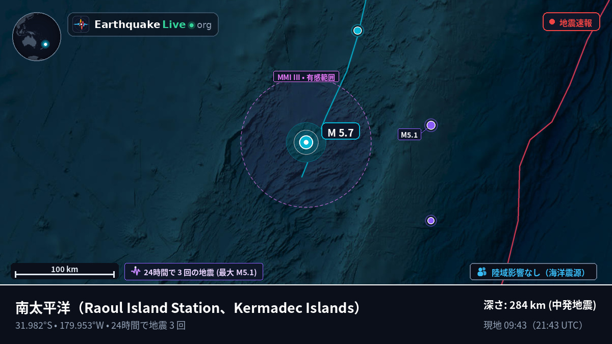 南太平洋 (Kermadec Islands)