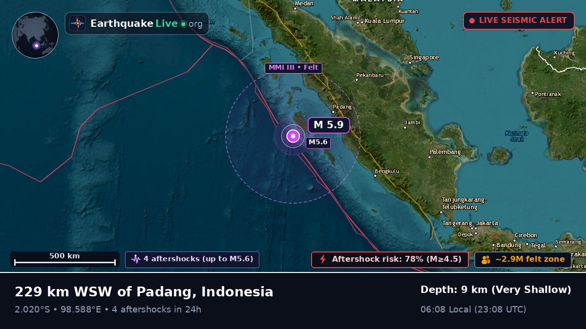 Off the coast of Padang, Indonesia