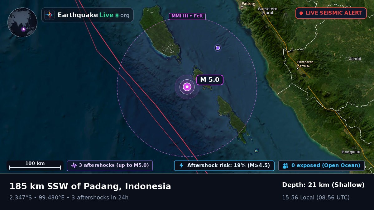 Off the coast of Padang, Indonesia