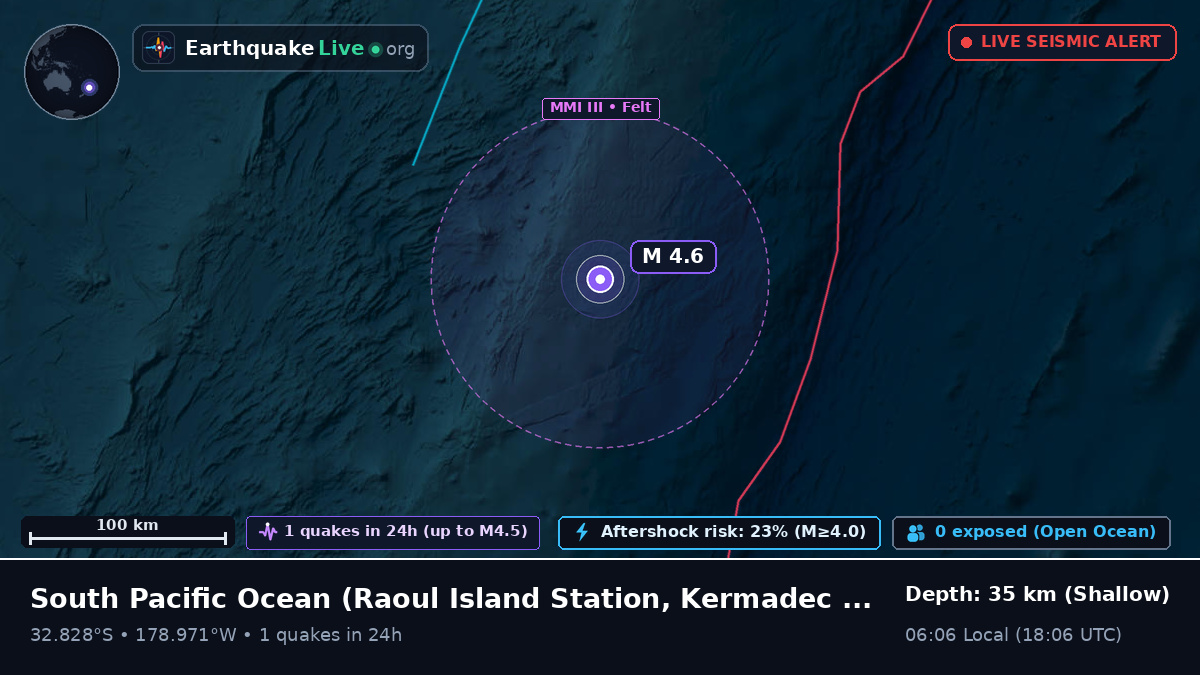 South Pacific Ocean (Kermadec Islands)