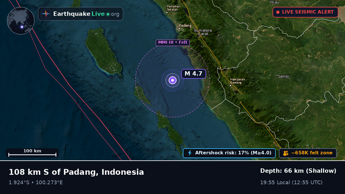 Off the coast of Padang, Indonesia