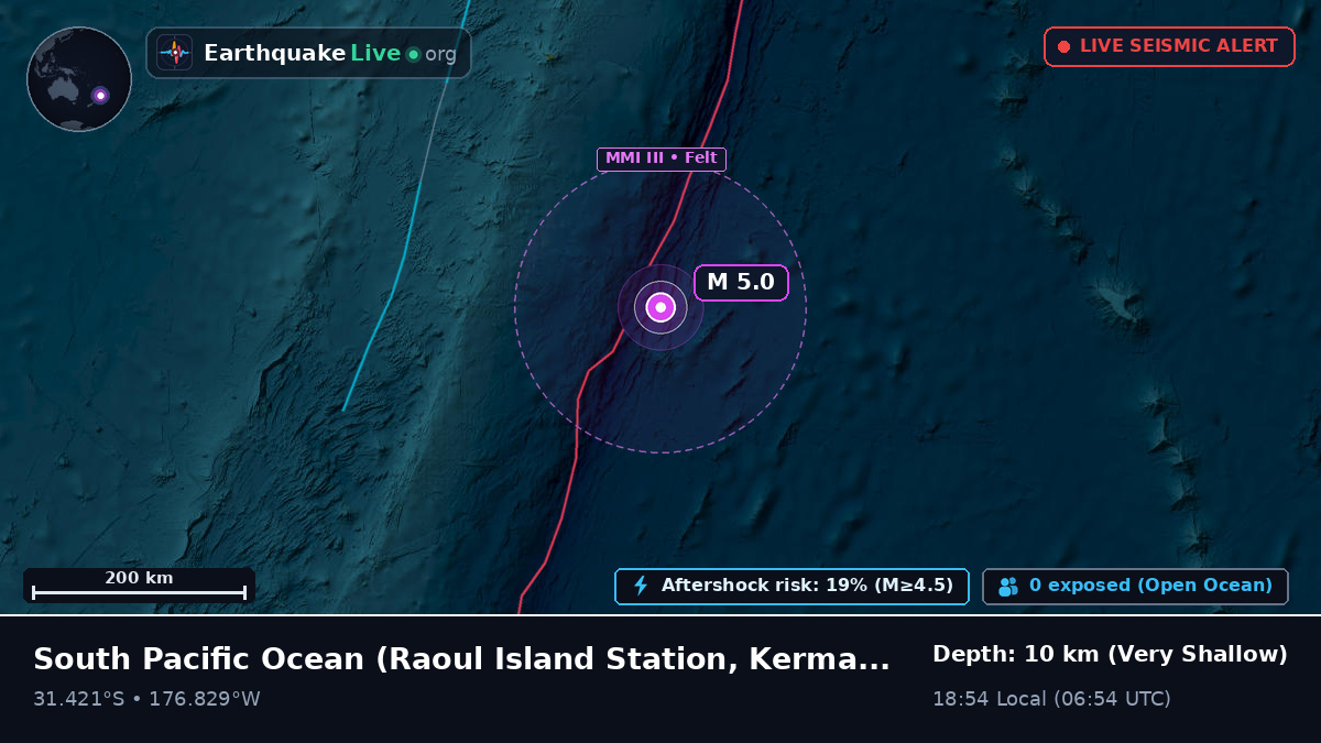 South Pacific Ocean (Kermadec Islands)