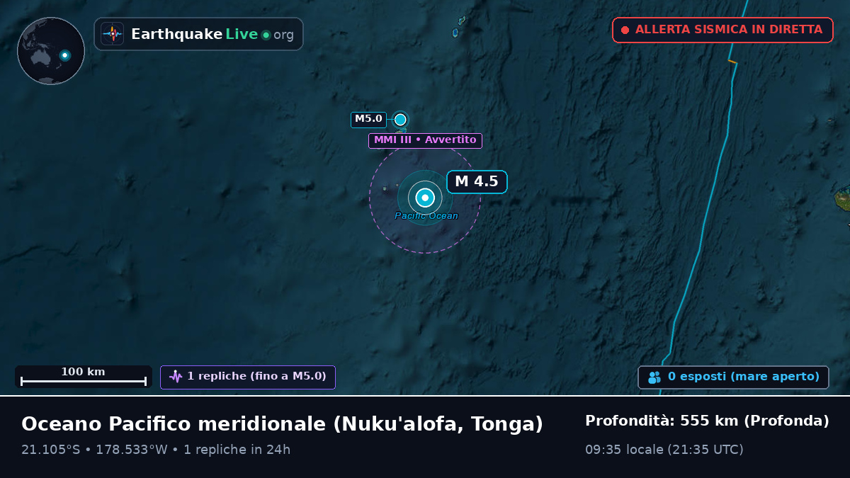 Oceano Pacifico meridionale (Tonga)