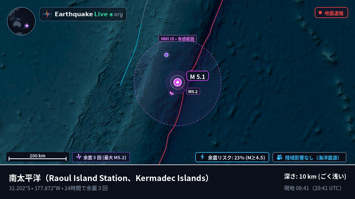南太平洋 (Kermadec Islands)