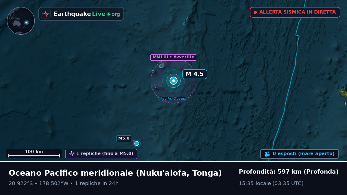 Oceano Pacifico meridionale (Tonga)