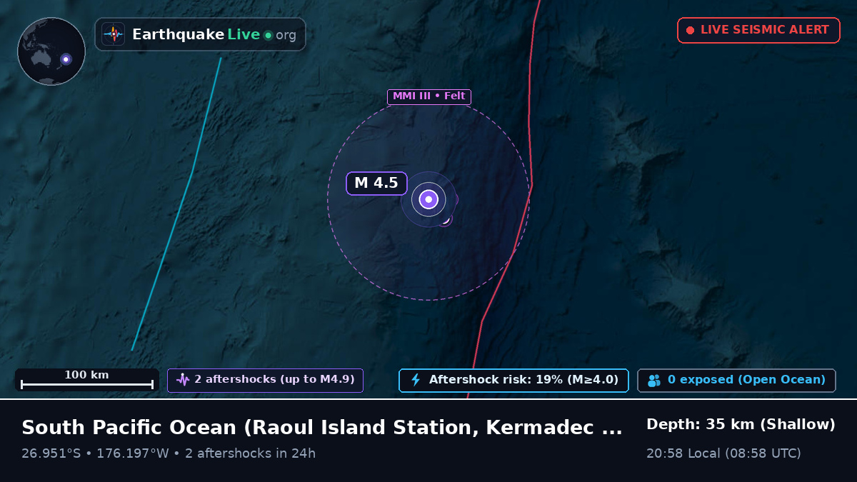 South Pacific Ocean (Kermadec Islands)