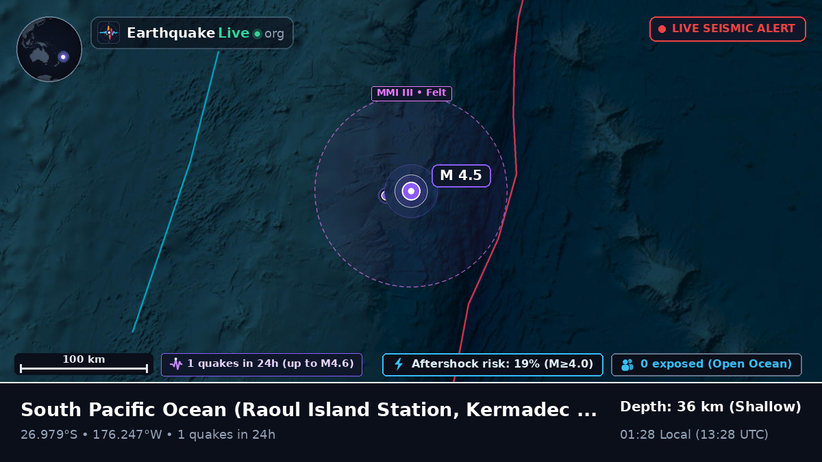 South Pacific Ocean (Kermadec Islands)