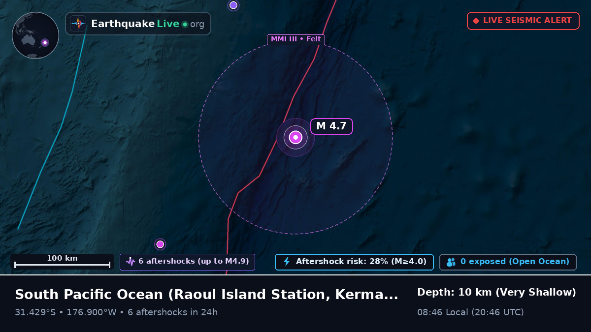 South Pacific Ocean (Kermadec Islands)