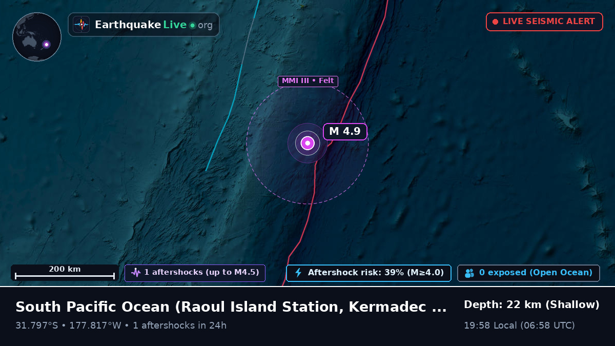 South Pacific Ocean (Kermadec Islands)