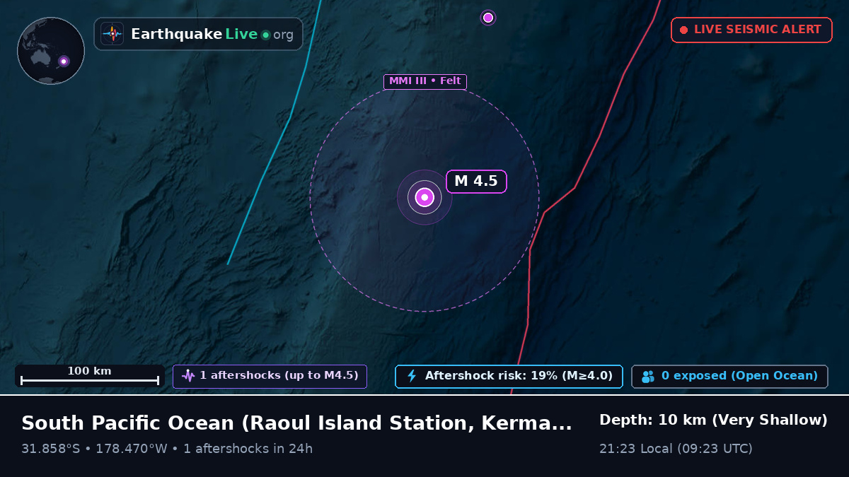 South Pacific Ocean (Kermadec Islands)
