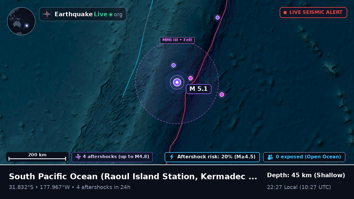 South Pacific Ocean (Kermadec Islands)