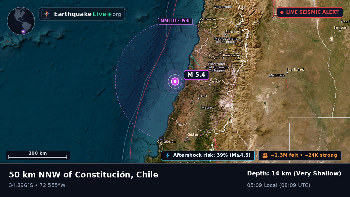 Off the coast of Talca, Chile