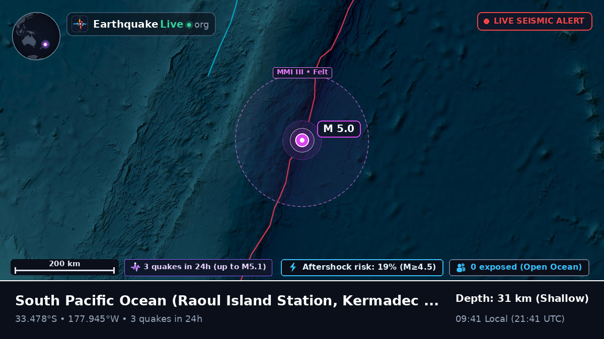South Pacific Ocean (Kermadec Islands)