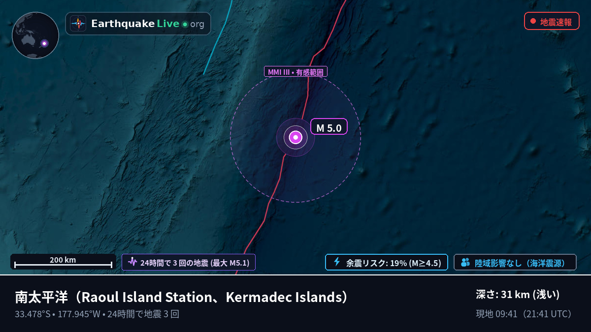 南太平洋 (Kermadec Islands)