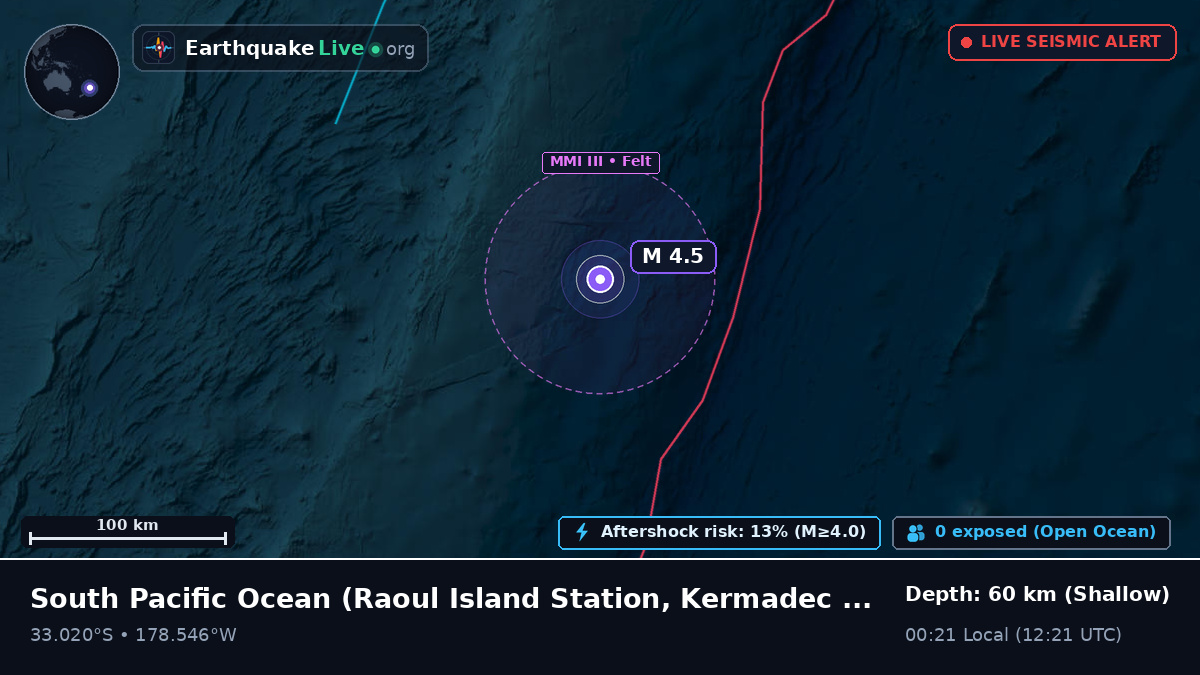 South Pacific Ocean (Kermadec Islands)