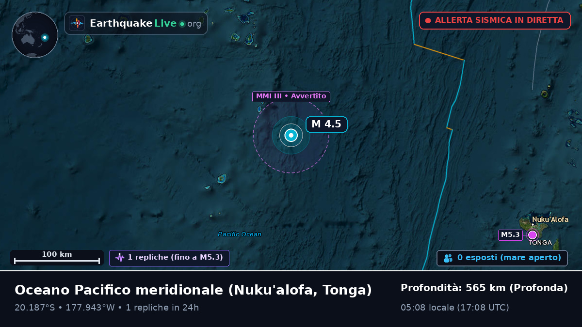 Oceano Pacifico meridionale (Tonga)