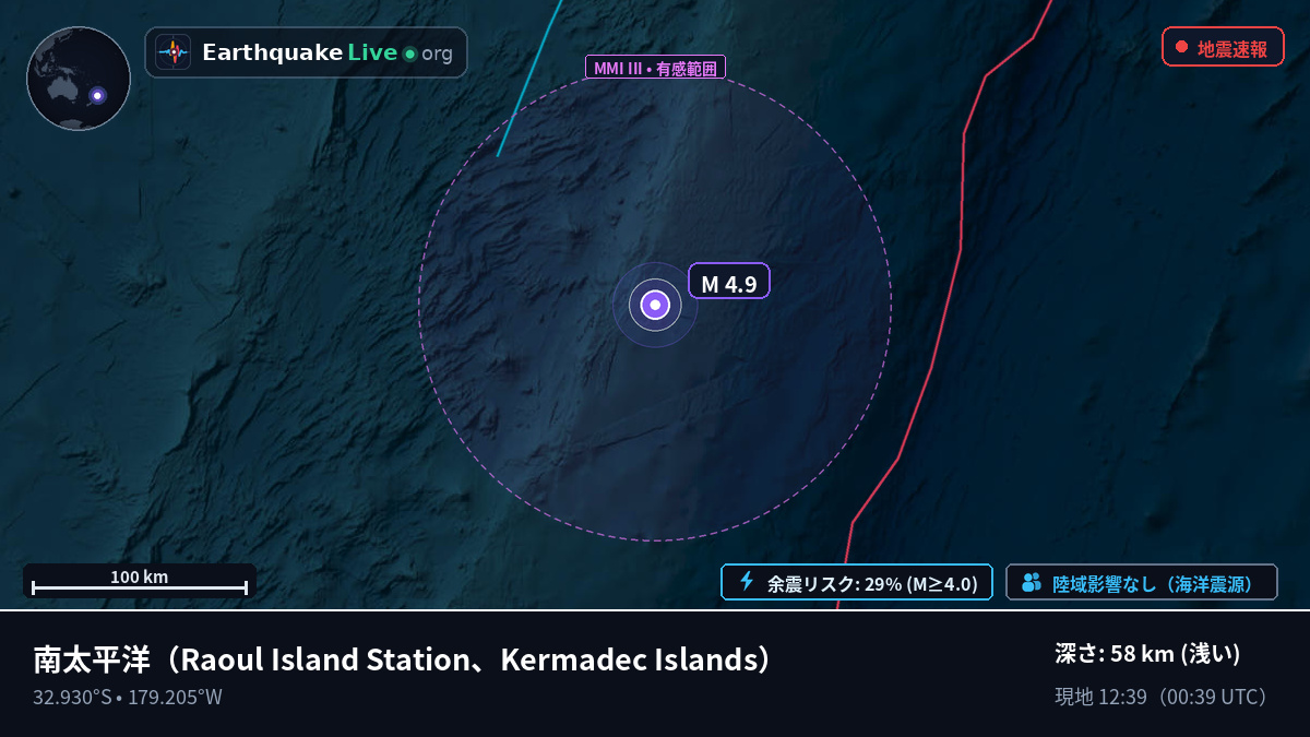 南太平洋 (Kermadec Islands)