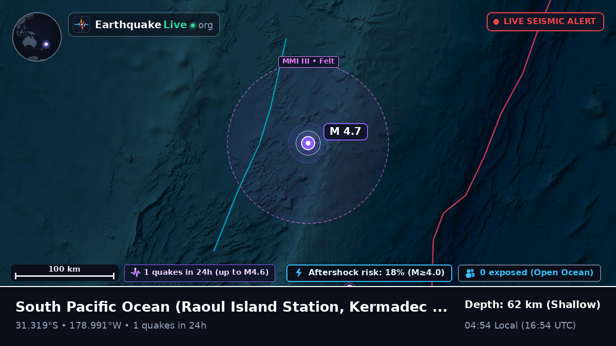 South Pacific Ocean (Kermadec Islands)