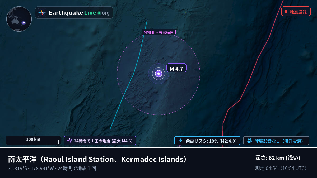 南太平洋 (Kermadec Islands)
