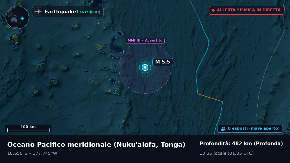 Oceano Pacifico meridionale (Tonga)